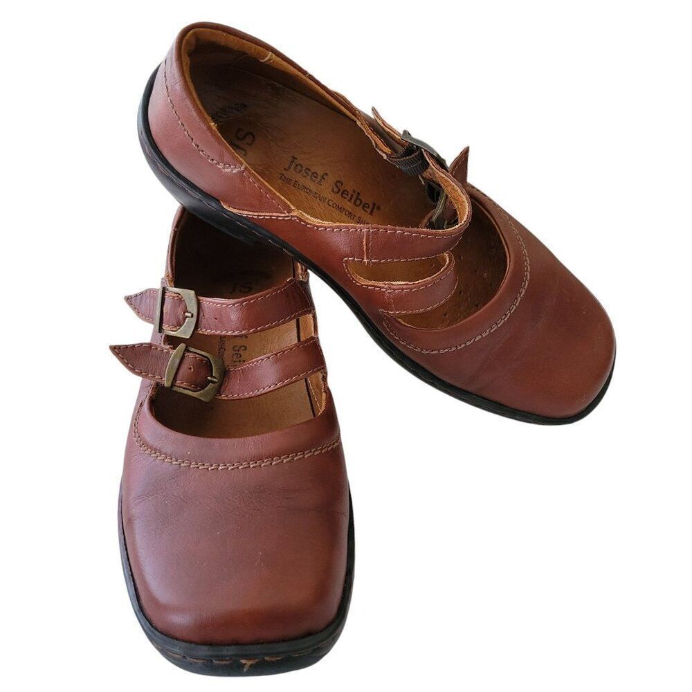Josef Seibel Brown Leather Mary Jane Shoes Womens (Size 8US/38EU)